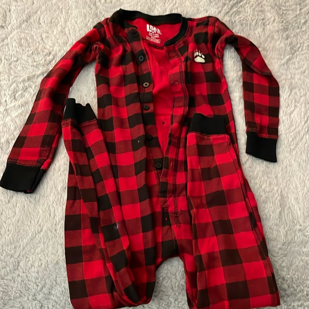 Christmas red plaid footless onesie size 6